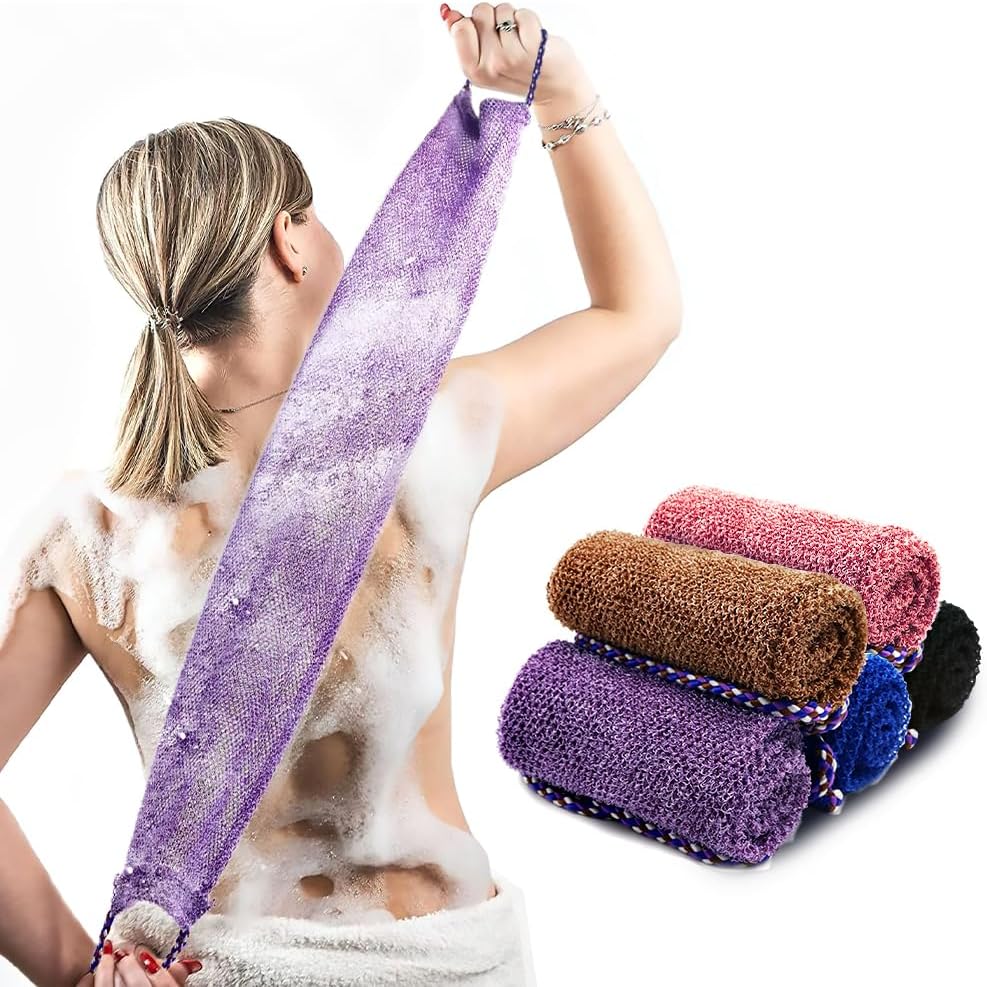 5 Pieces African Net Sponge with Handles Long African Exfoliating Net Washcloth Bath Sponge Net