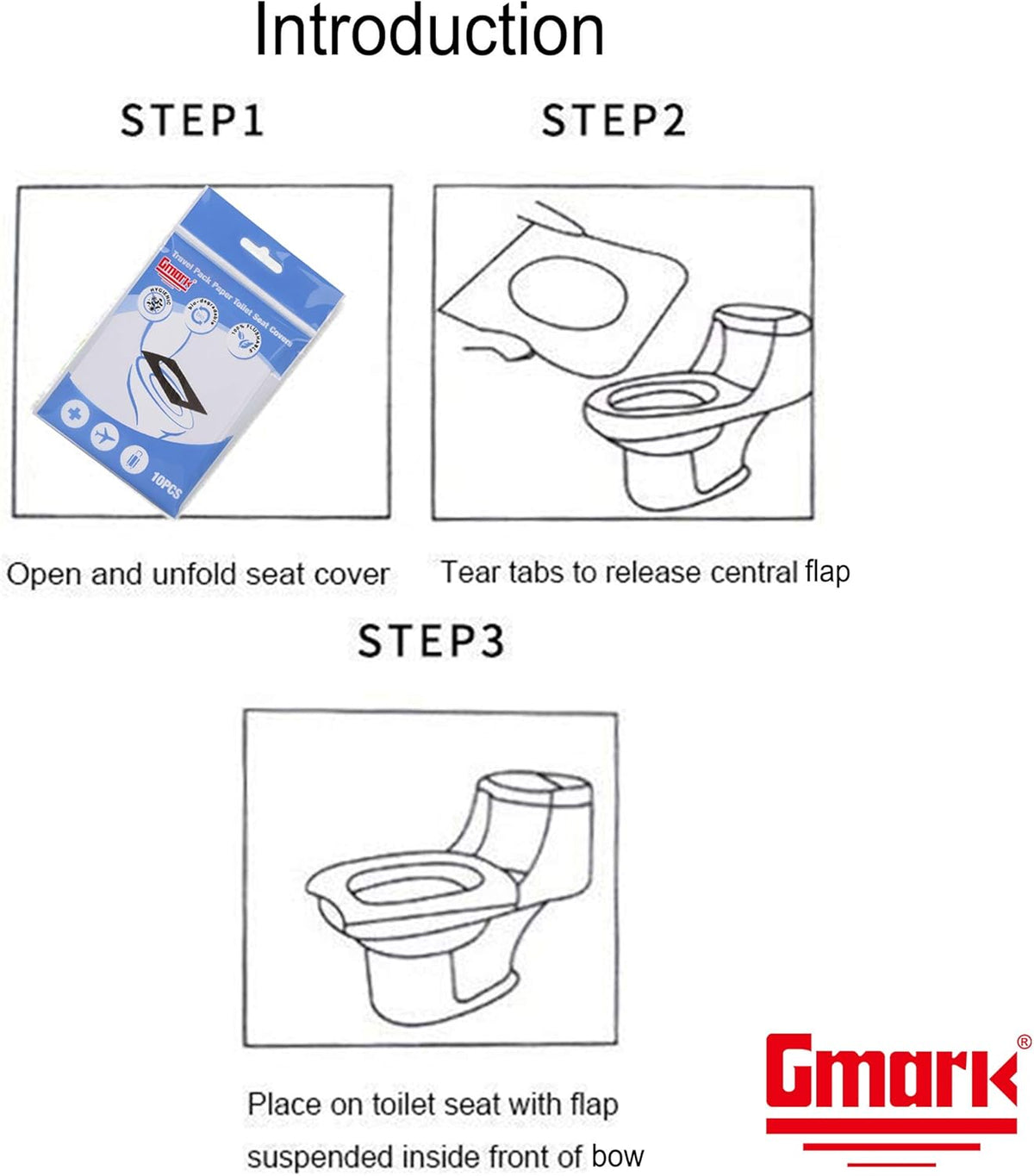Gmark Portable Paper Toilet Seat Covers Travel Packs (100 PCS) XL size Thick Strength Strong 100%