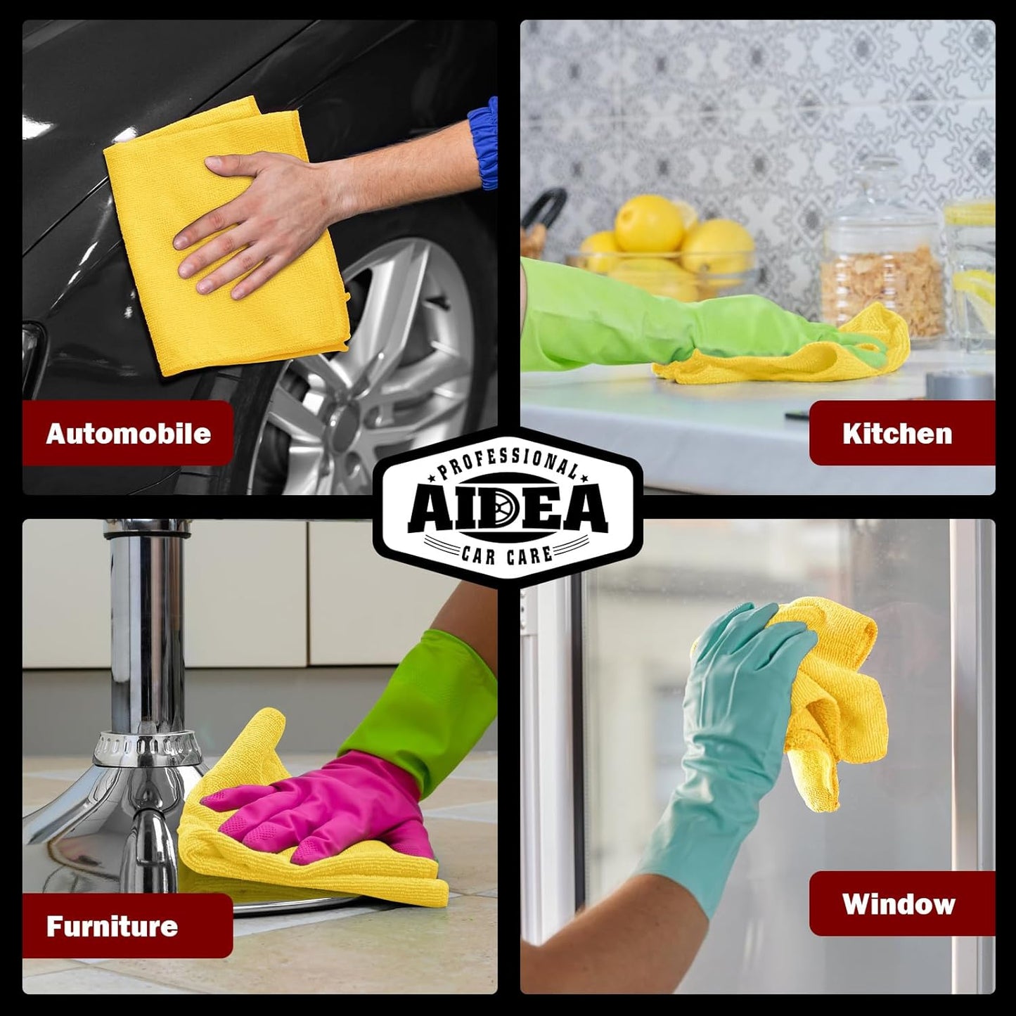 AIDEA Microfiber Cleaning Cloth, 10PK, Microfiber Towels for Cars, Premium All Purpose Car Cloths