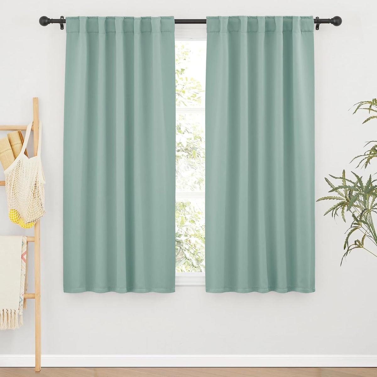 RYB HOME Aqua Blackout Curtains for Bedroom 63 inches Long - Thermal Insulated Curtains and Drapes