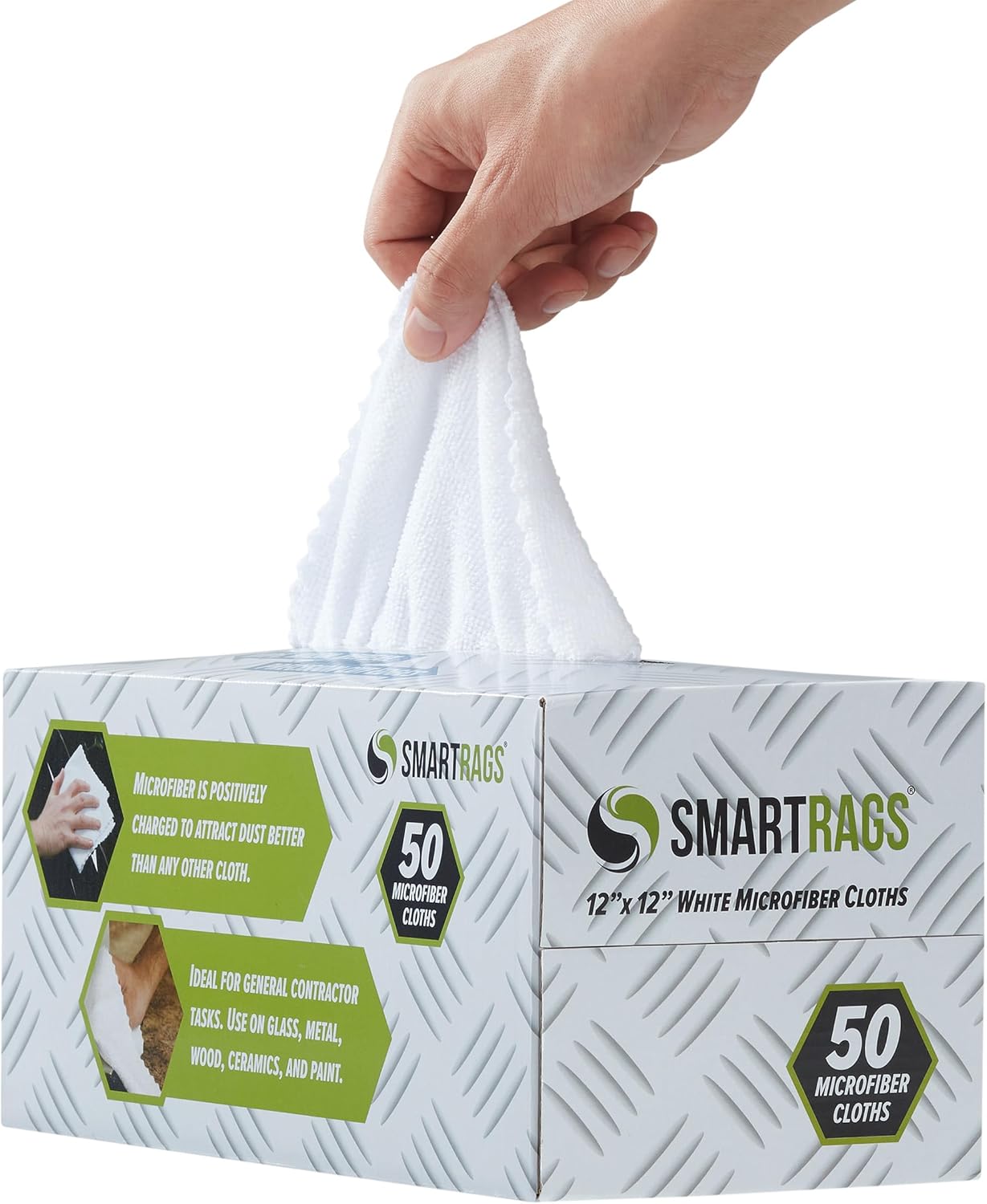 Arkwright Smart Rags in Box - (Pack of 50) Lint Free Microfiber Cleaning Cloth, Scratch &