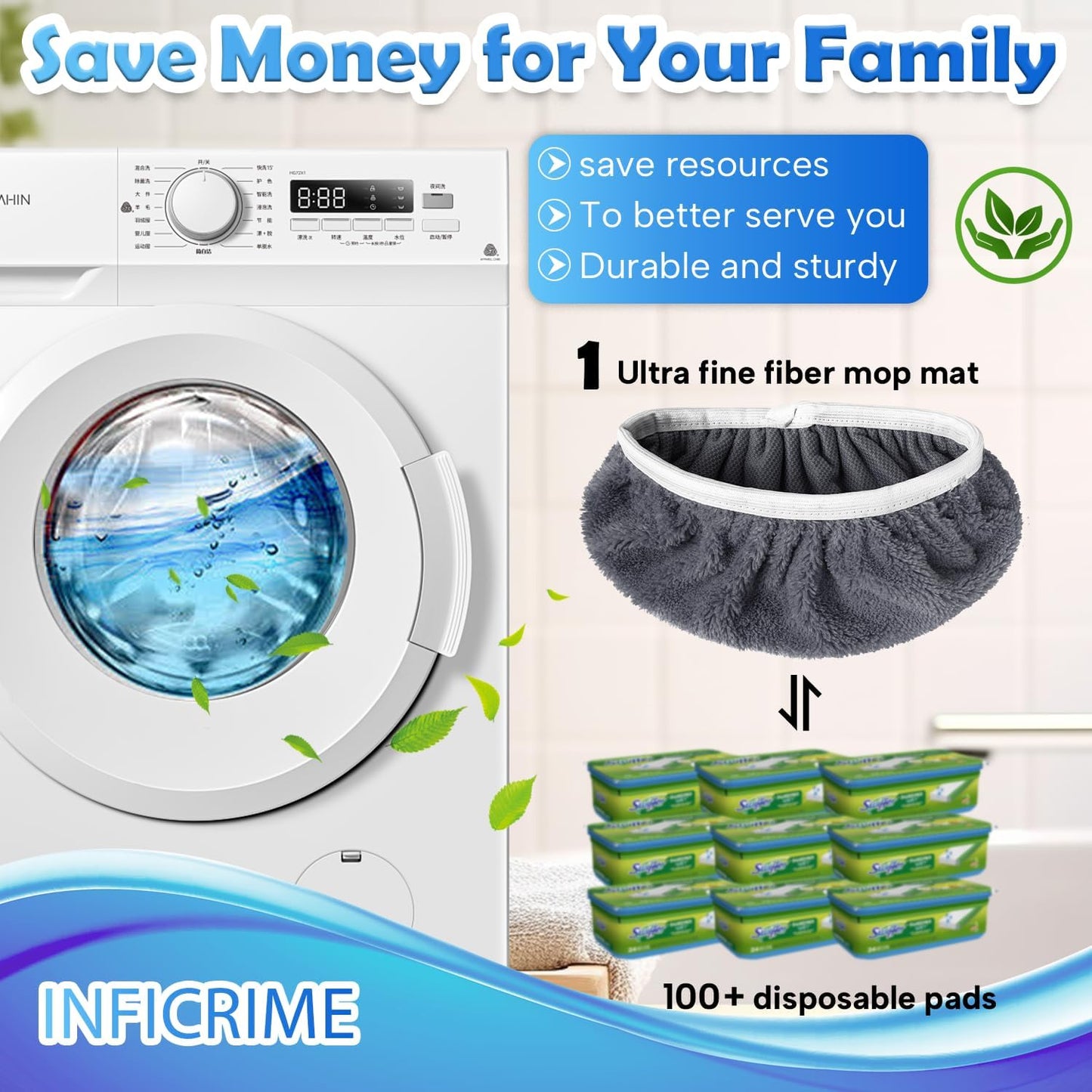 6 Pack Reusable Microfiber Mop Pads Compatible with Swiffer Sweeper Mop, Dry Sweeping Cloths & Wet