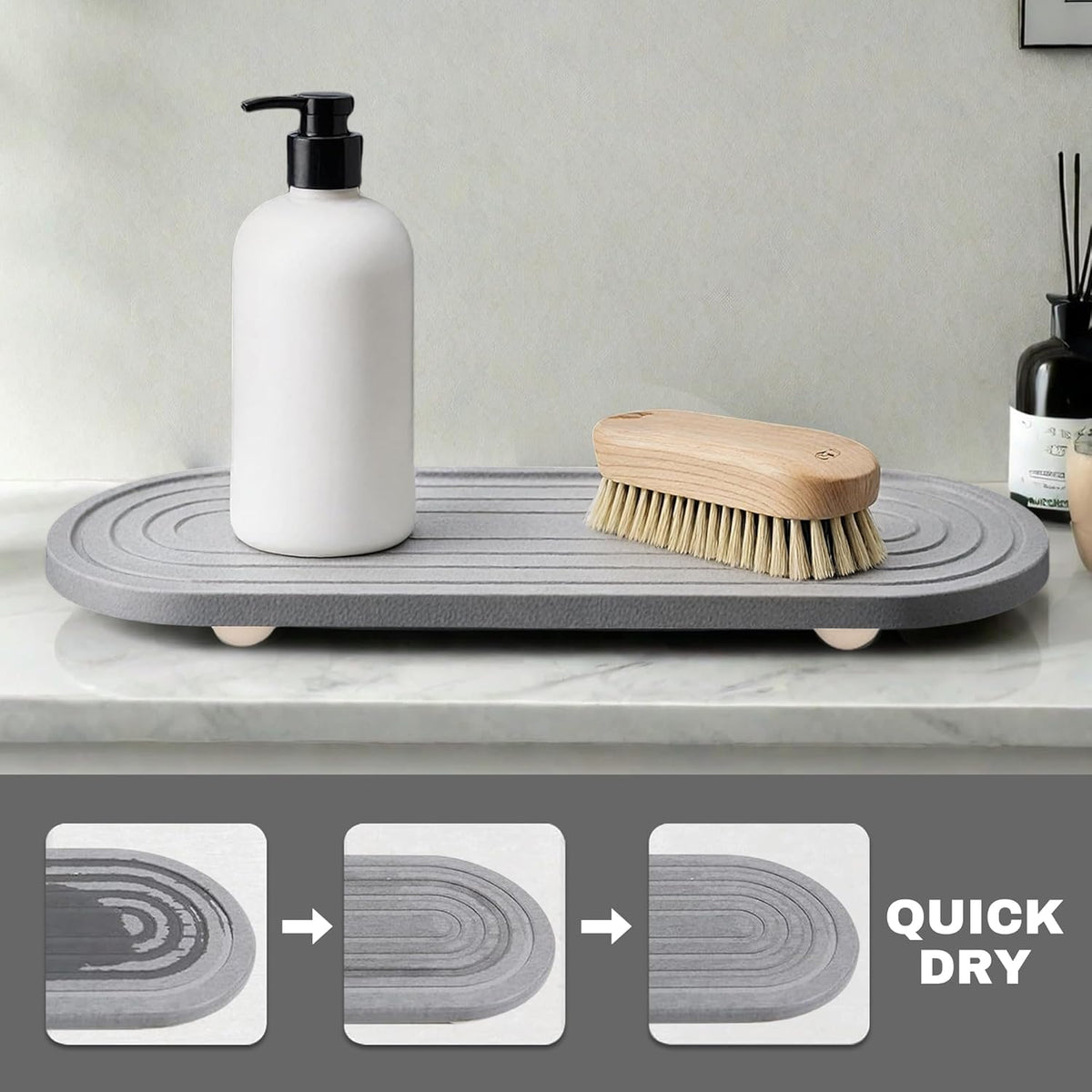 Instant Dry Sink Caddy Organizer, Fast Drying Sink Caddy, Water Absorbing Stone Sponge Holder for