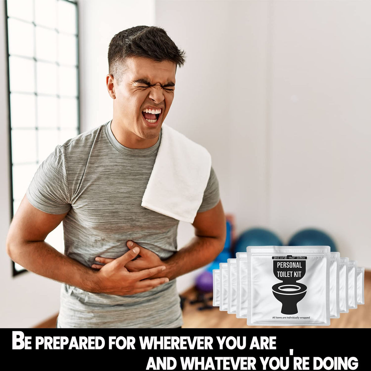 Personal Toilet Kit To Go – 10 Pack | Disposable Public Restroom Kit | Individually Wrapped for