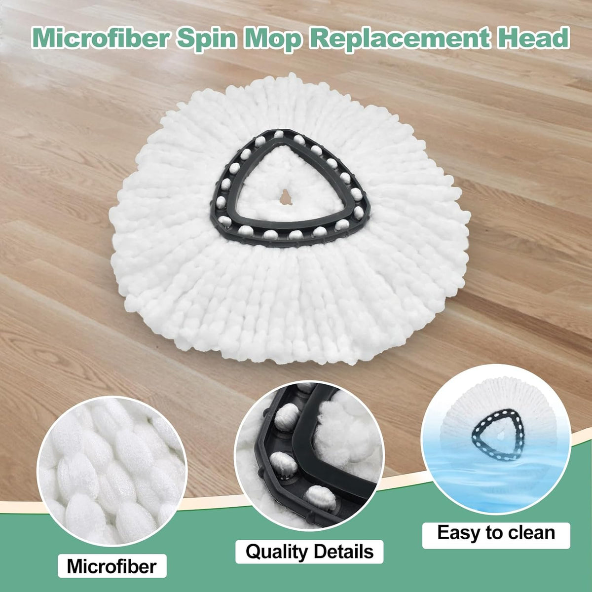 Mop Heads Replacements for Ocedar, Spin Microfiber Mop Replace Head for O-Cedar EasyWring 1 Tank