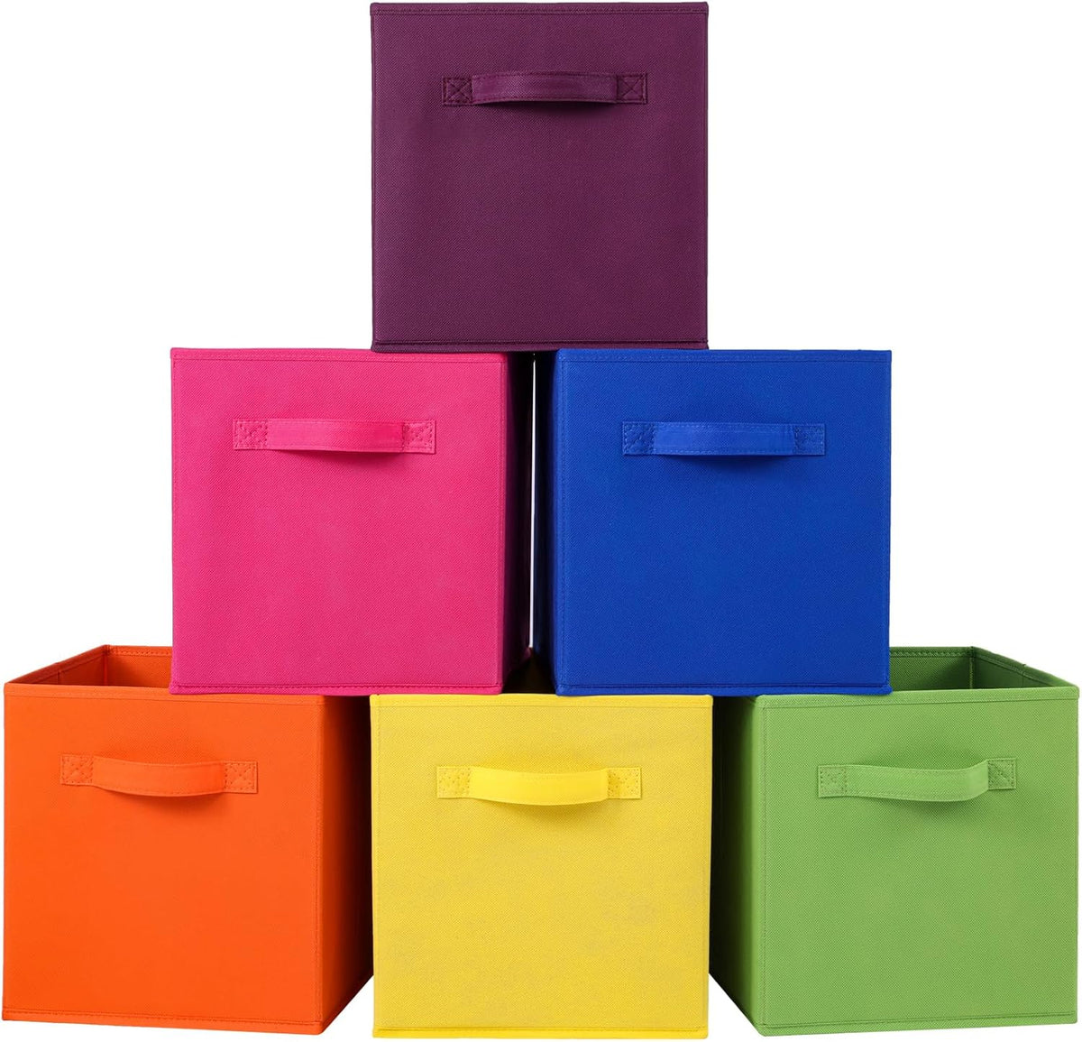 Stero Fabric Storage Bins 6 Pack Fun Colored Durable Storage Cubes with Handles Foldable Cube