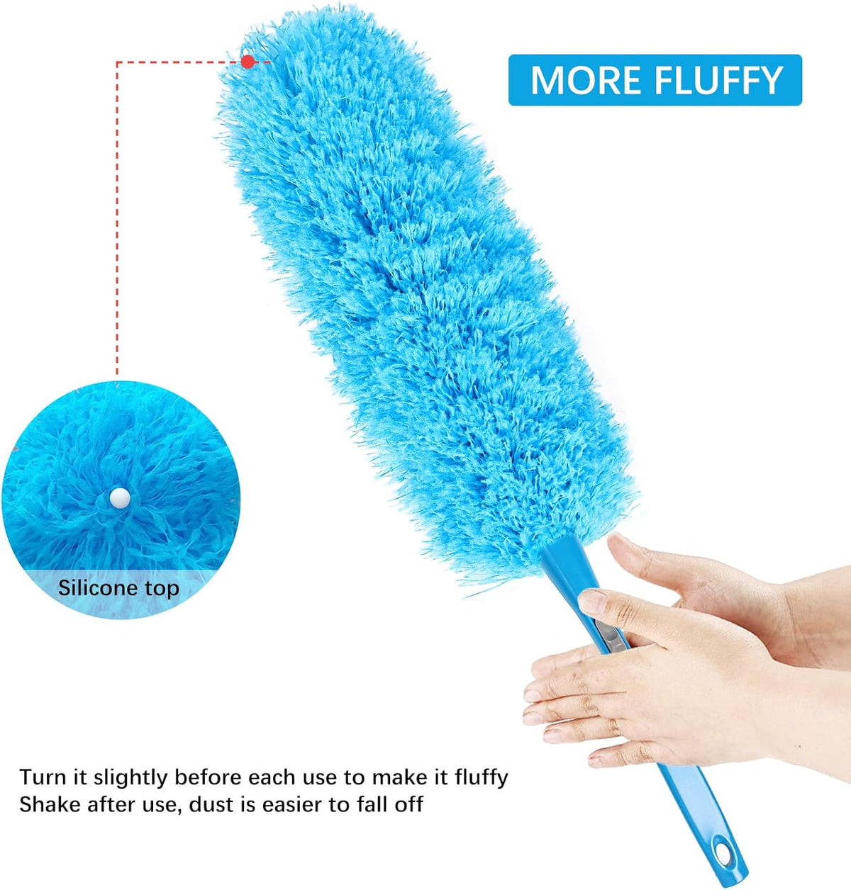 Rainbow Static Duster 24inch Reusable Microfiber Electrostatic Dusters with 2 Beandable and