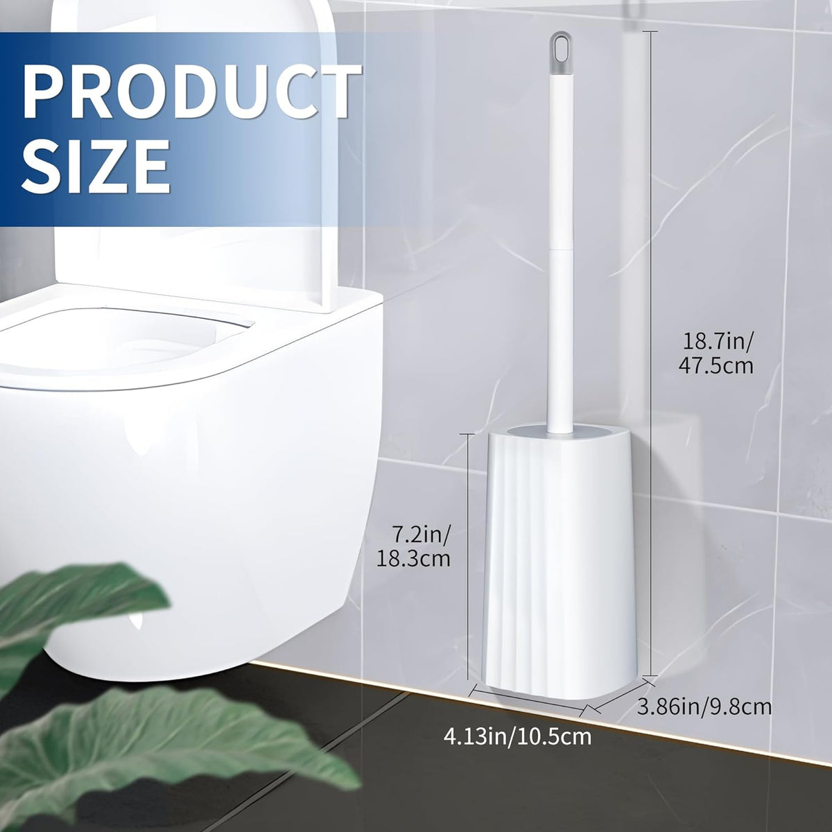 Toilet Brush & Holder Set, Lightweight Plastic Handle, Space Saving for Storage, Deep Cleaning
