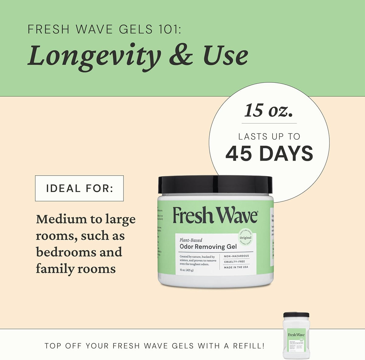 Fresh Wave Odor Removing Gel, 15 oz., Pack of 2 - Odor Absorbers for Home, Safer Odor Relief