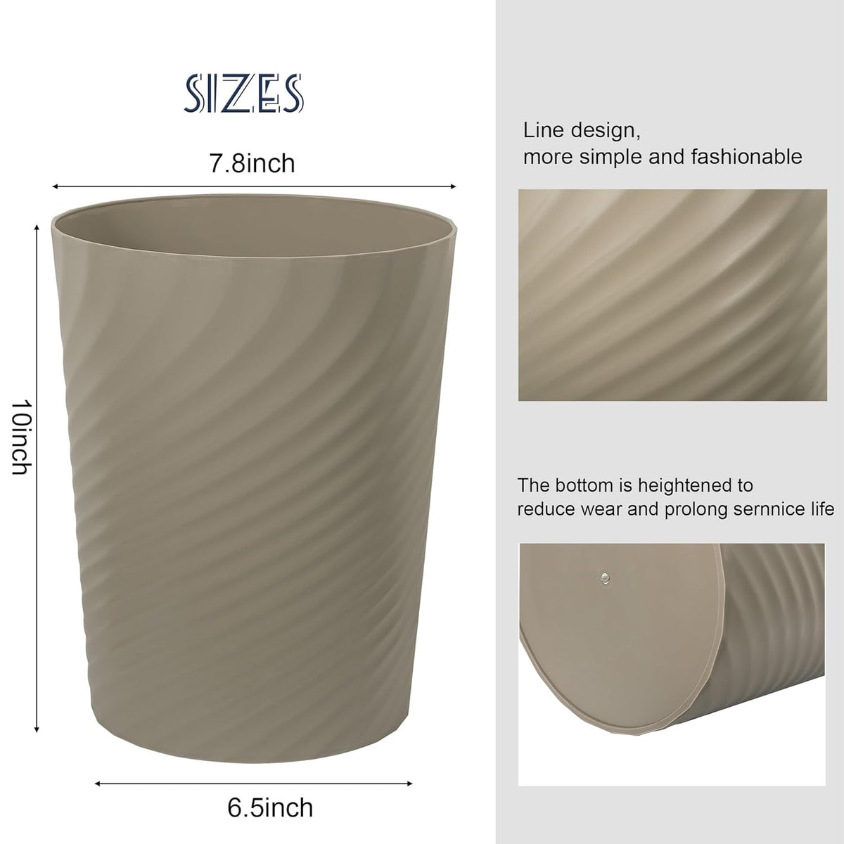 UUJOLY Plastic Small Trash Can Wastebasket, Garbage Container Basket for Bathrooms, Laundry Room