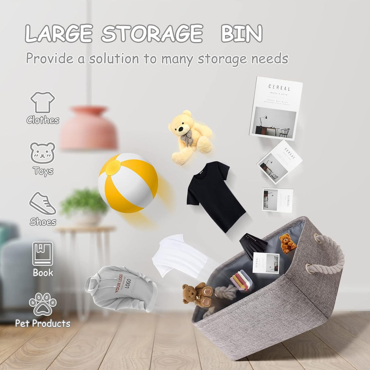 TheWarmHome Storage Bins - 3PCS Fabric Storage Baskets for Organizing Shelves | Large Basket Closet