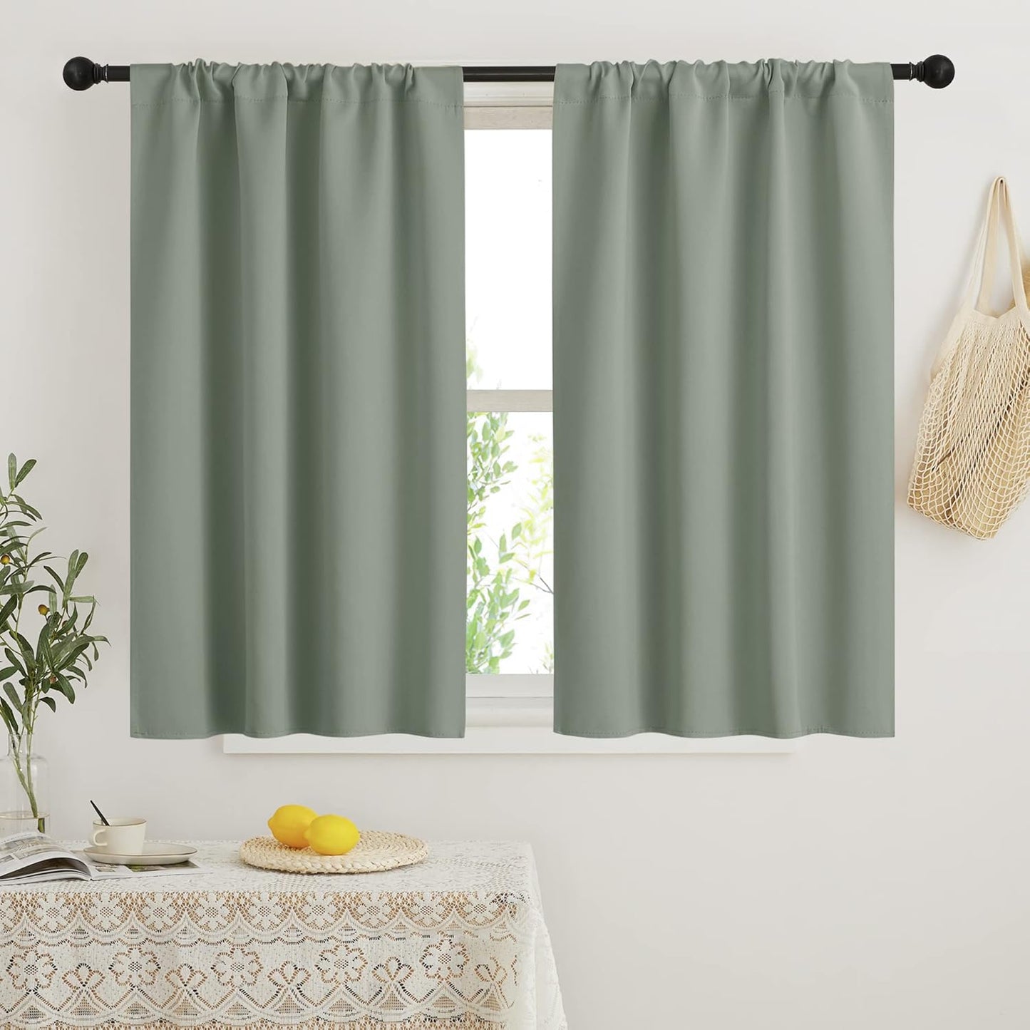 RYB HOME Small Window Curtains Blackout - Privacy Energy Saving Insulating Curtains Blinds for