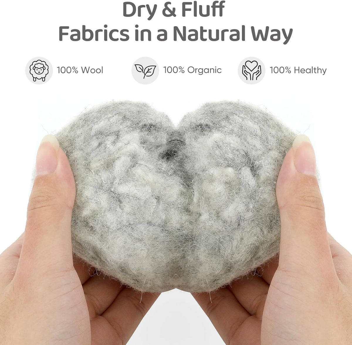 Wool Dryer Balls 6 Pack, Natural Fabric Softener, Dryer Balls Laundry Reusable, Reduces Clothing