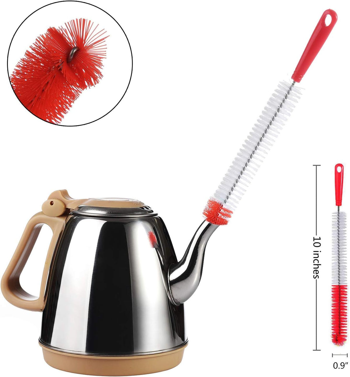 ALINK 5-Pack Red Bottle Brush Cleaner Set - Long Large Cleaing Brush for Narrow Neck Wine/Beer