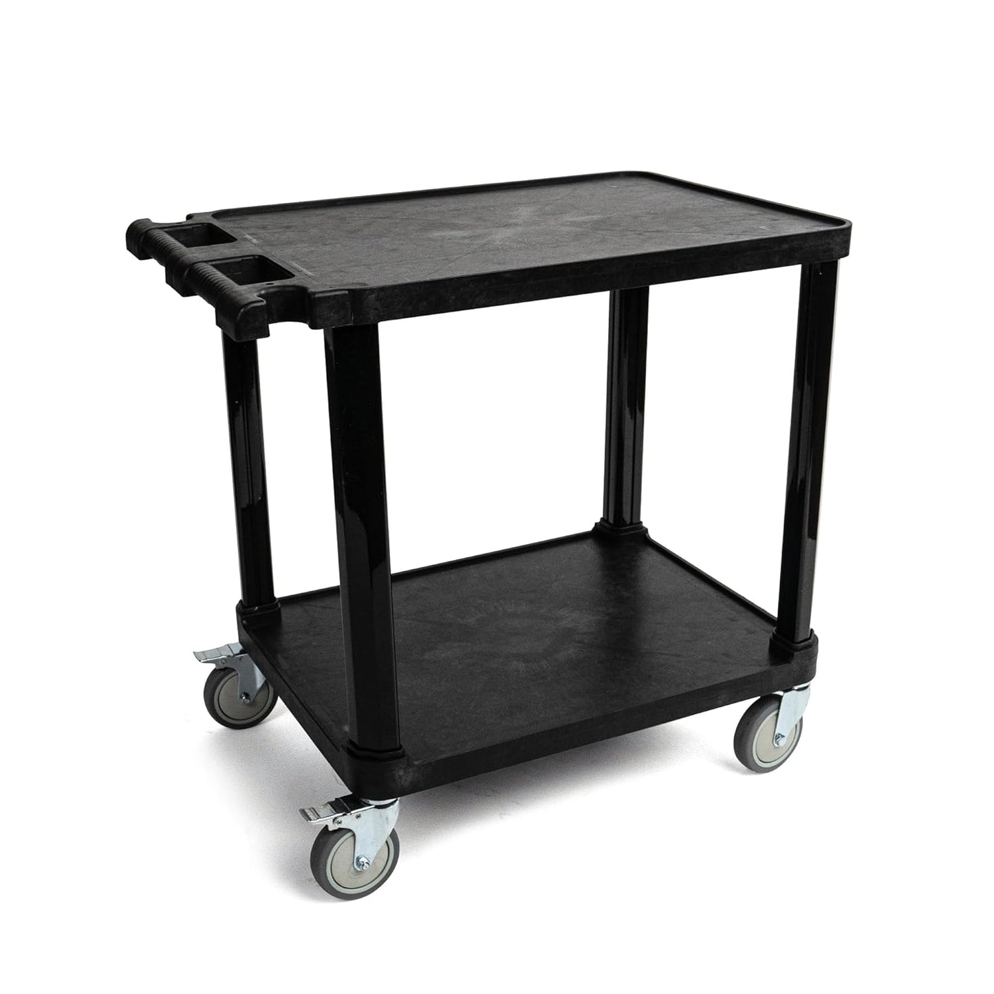 Pearington 2-Tier Compact Multi-Purpose Plastic Utility Cart with Lockable Wheels up to 150lbs