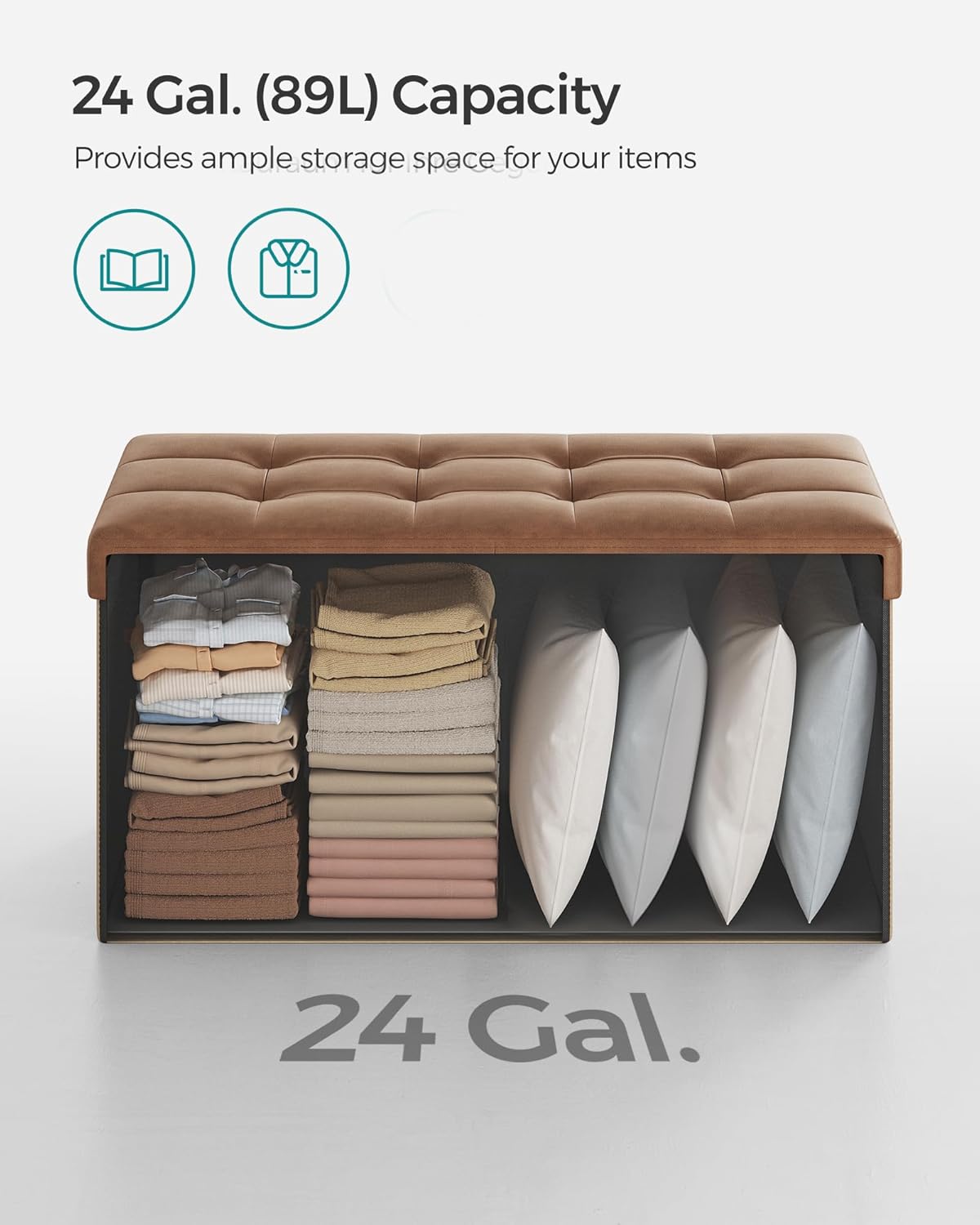 SONGMICS MAZIE Collection - 30 Inches Storage Ottoman Bench with Flipping Lid, Storage Chest
