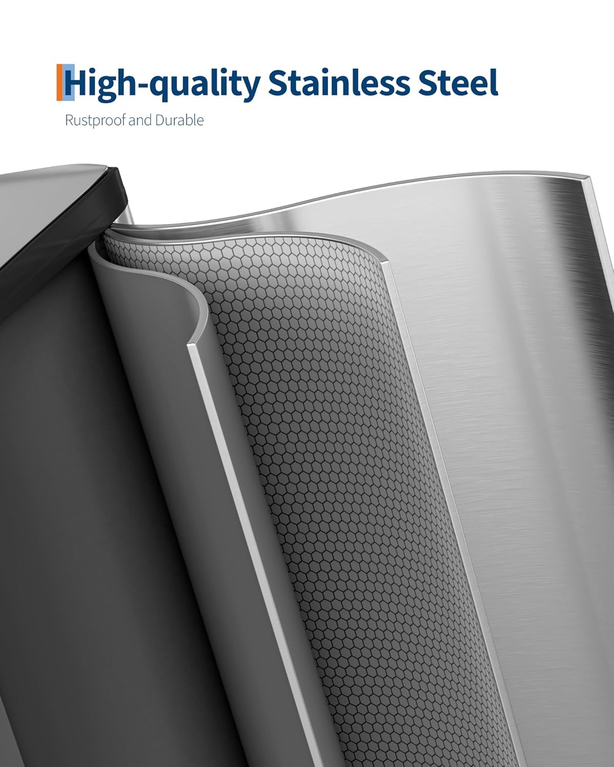 GarveeHome 2 x 8 Gallon Stainless Steel Double Trash Can with Lid for Kitchen, Large Dual Trash and