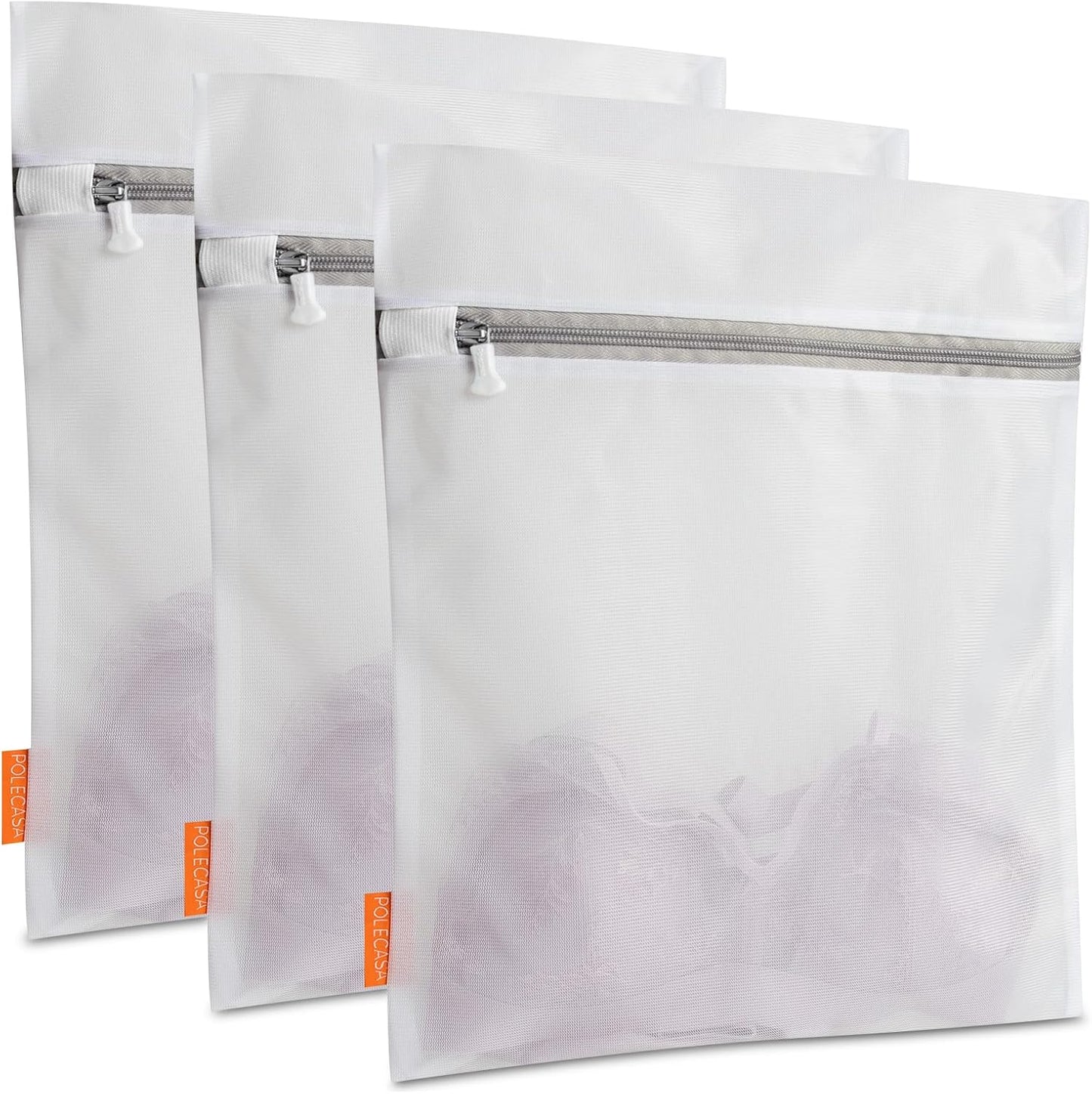 Polecasa 3Pcs 12 x 16 Inches Extra Durable Fine Mesh Laundry Bags with Sturdy Zipper for Delicates