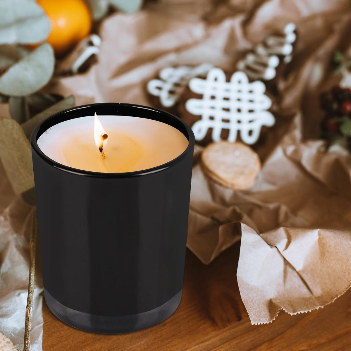 Thick Candle Jars for Making Candles 12 Pcs, 7 OZ Empty Jars with Wood Lids for Candle Making