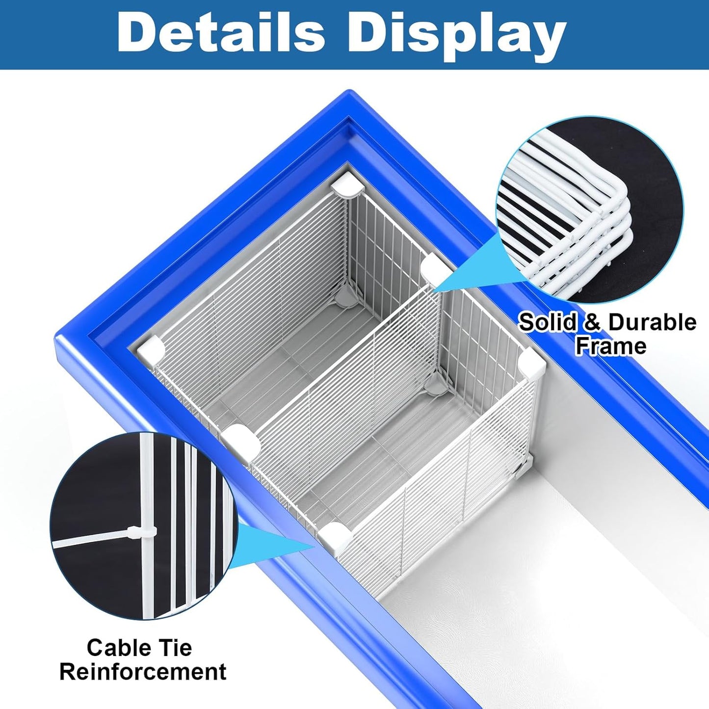 Deep Freezer Organizer Bin 13.8"x13.8"x13.8", Vertical Sides Wire Freezer Baskets with Adjustable