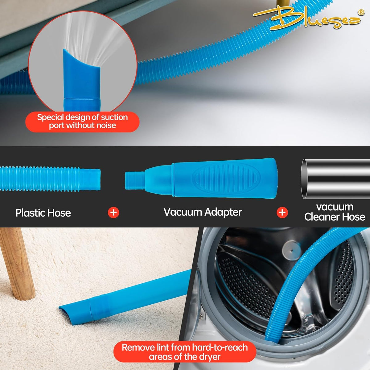 BLuesea Dryer Vent Cleaner Kit, 15-Piece Ultimate Dryer Cleaning Kit Include 30 Feet Dryer Vent