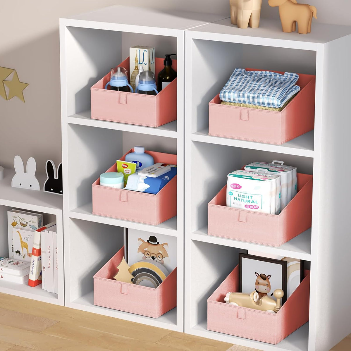 DIMJ Closet Storage Bins 8 Pack - Fabric Trapezoid Closet Organizer Bin, Foldable Storage Baskets