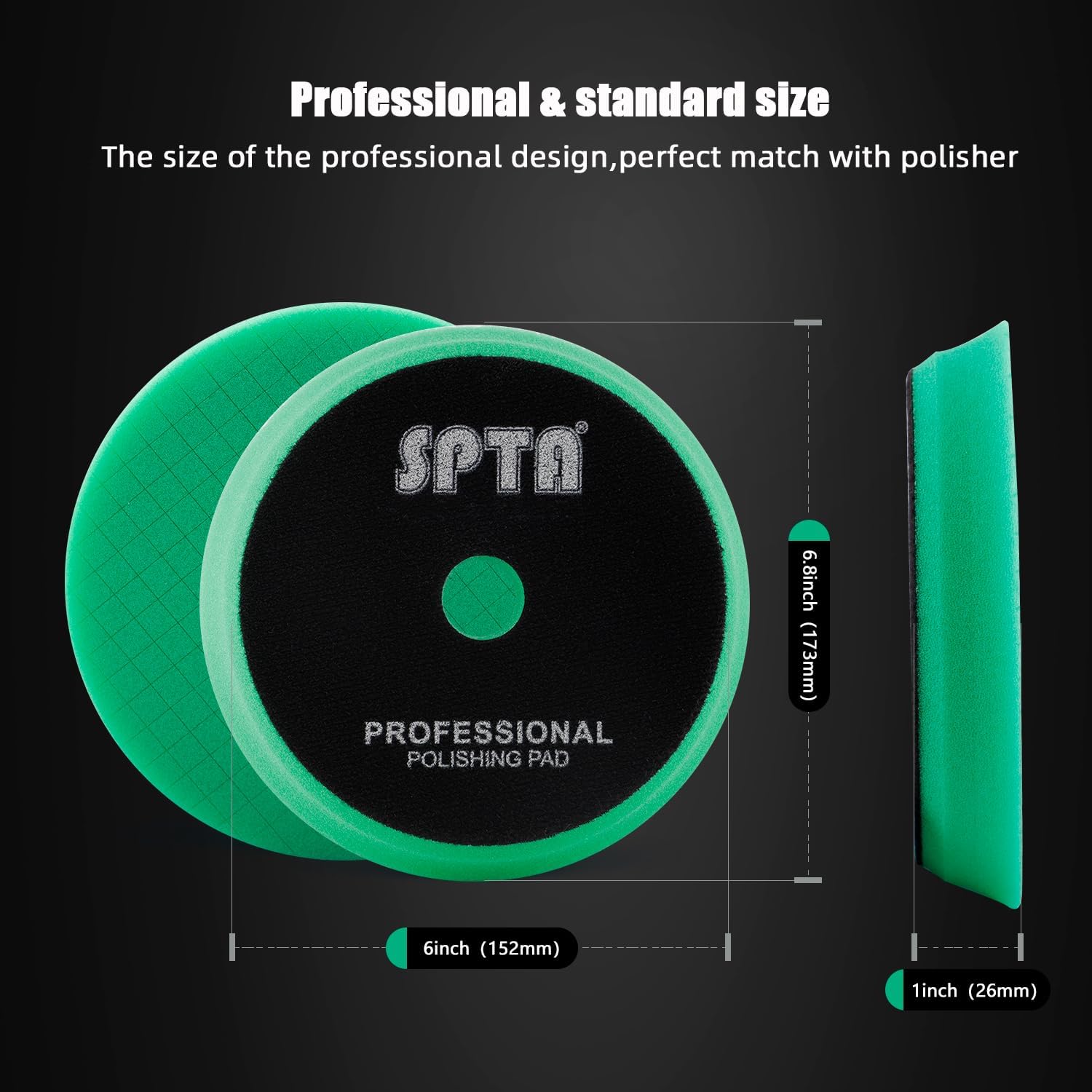 SPTA Polishing Pads, 5Pc 6 Inch 150mm Orbital Buffer Polisher Pads and 1Pc Microfiber Buffing Pads