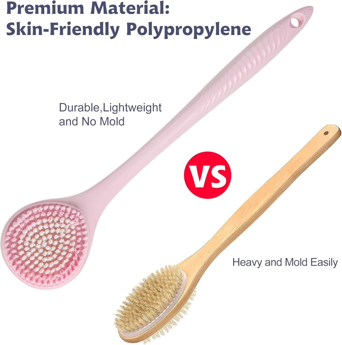 BEDELITE Back Bath Brush Long Handle for Shower - Soft Shower Brush for Men & Women,Back Brush