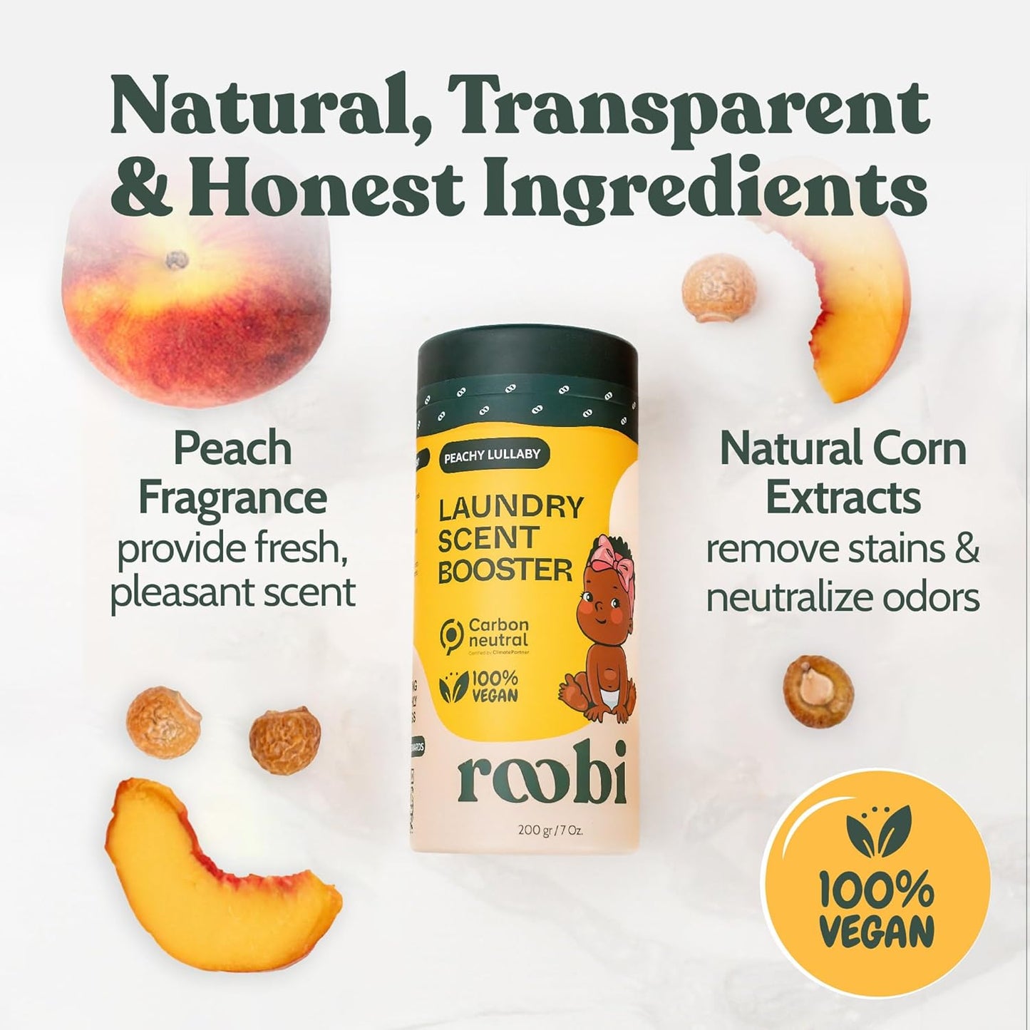 Roobi Baby Laundry Scent Booster. Peachy Lullaby Fragrance Beads. Specially Formulated for Baby's