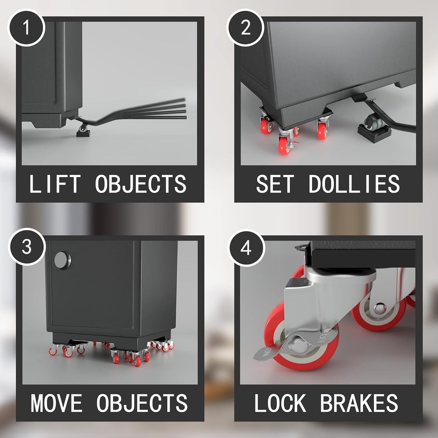 【Upgrade Large】 Furniture Dolly,Furniture Movers with 5 Wheels,Carbon Steel Panel Heavy Duty