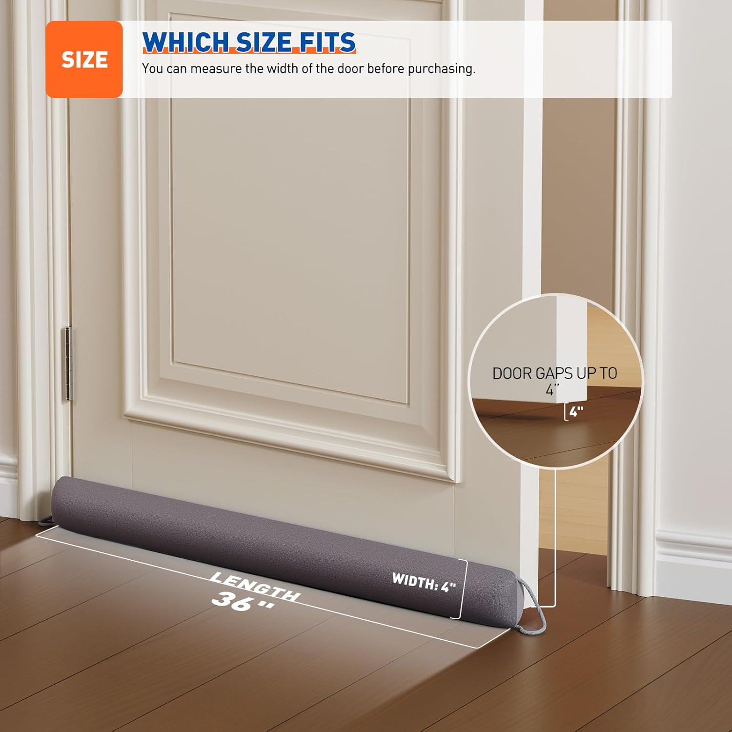 MAGZO Door Draft Stopper, 36 Inch x 2pcs Under Door Draft Blocker Noise Stopper, Weighted Wind