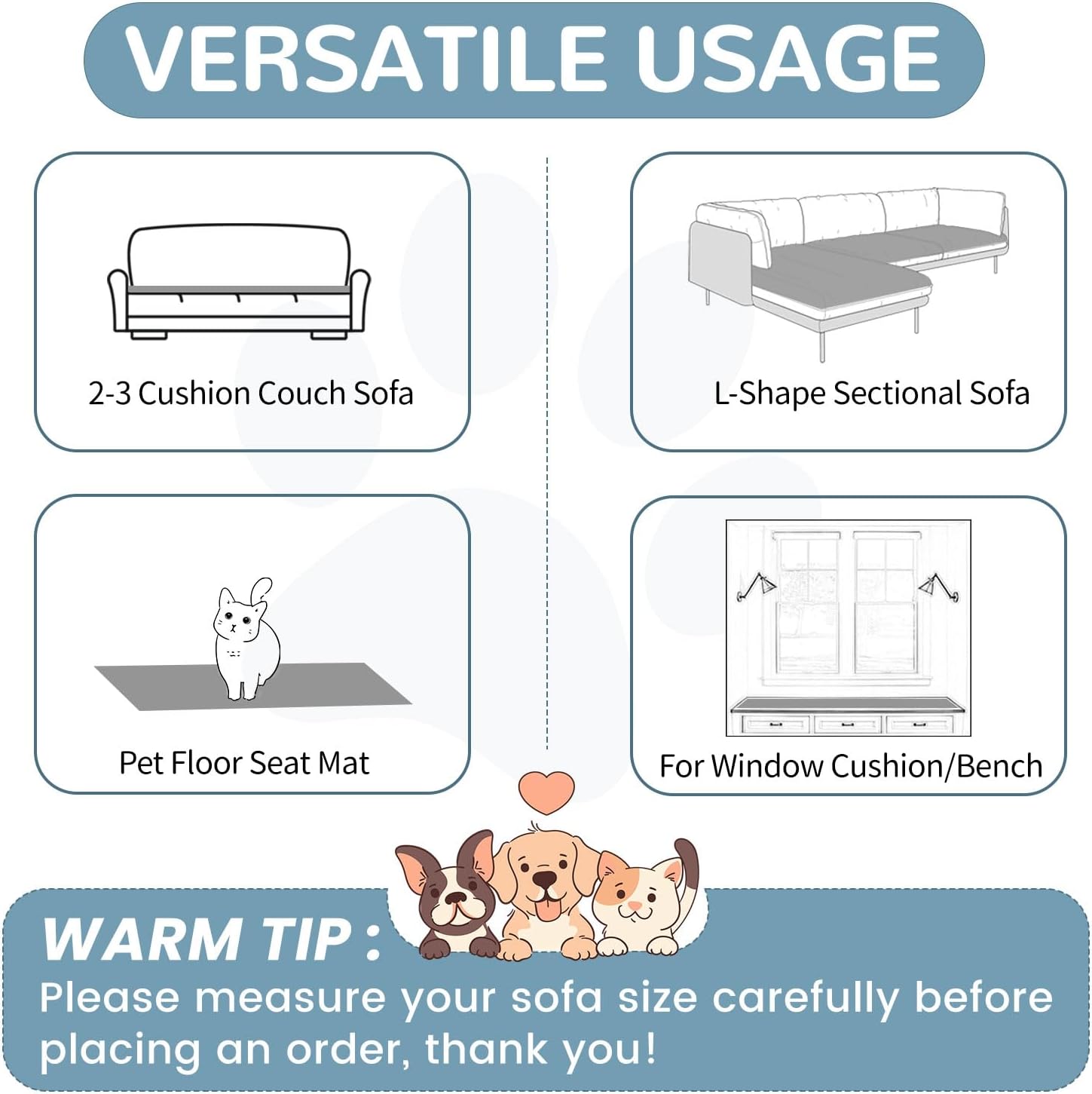OTOB Couch Covers for Dogs Washable, Non Slip Plush Sofa Cover Kids Pet Friendly Furniture
