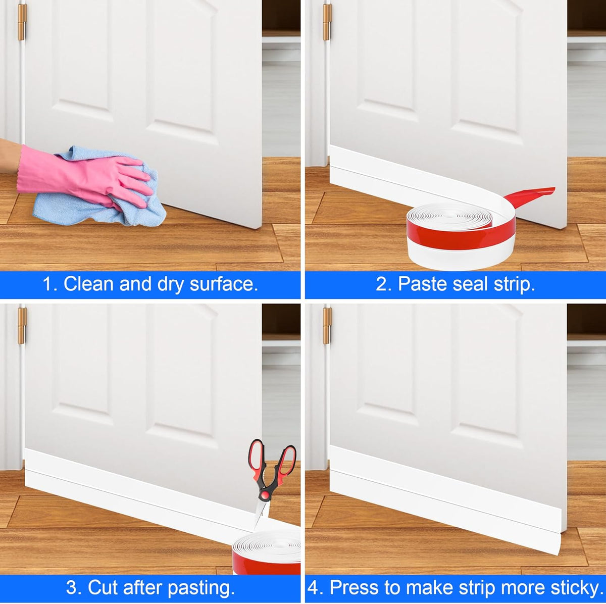 ToLanbbt Weather Stripping Silicone Door Seal Strip 1 in x 20 ft Door Draft Stopper Self Adhesive
