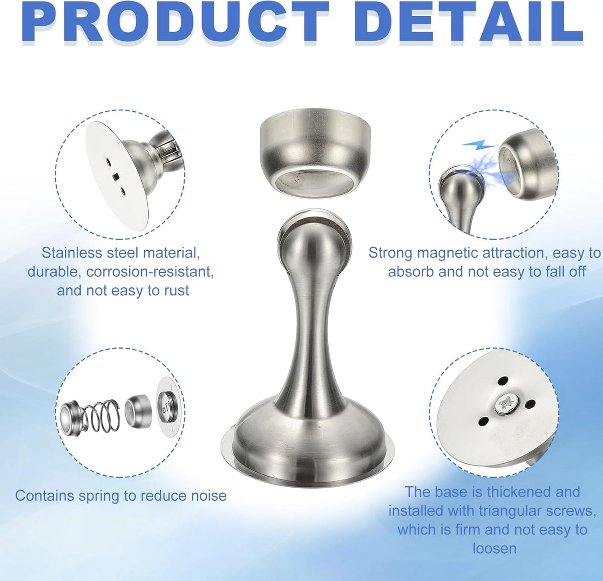 uxcell Magnetic Door Stopper, Stainless Steel Heavy Duty Door Holder, No Drilling Doors Knob Wall