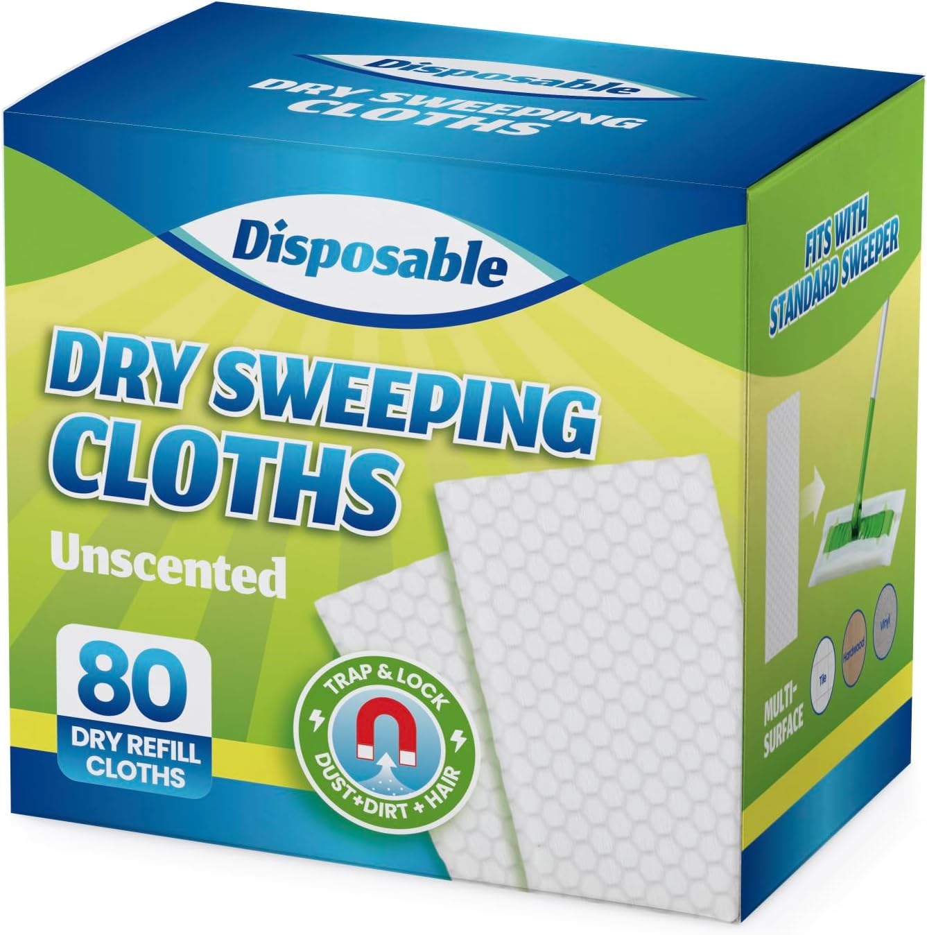 Dry Sweeping Cloths Disposable Mop Refills Floor Dust Mop Pad, Floor Cloth Refills for Swiffer