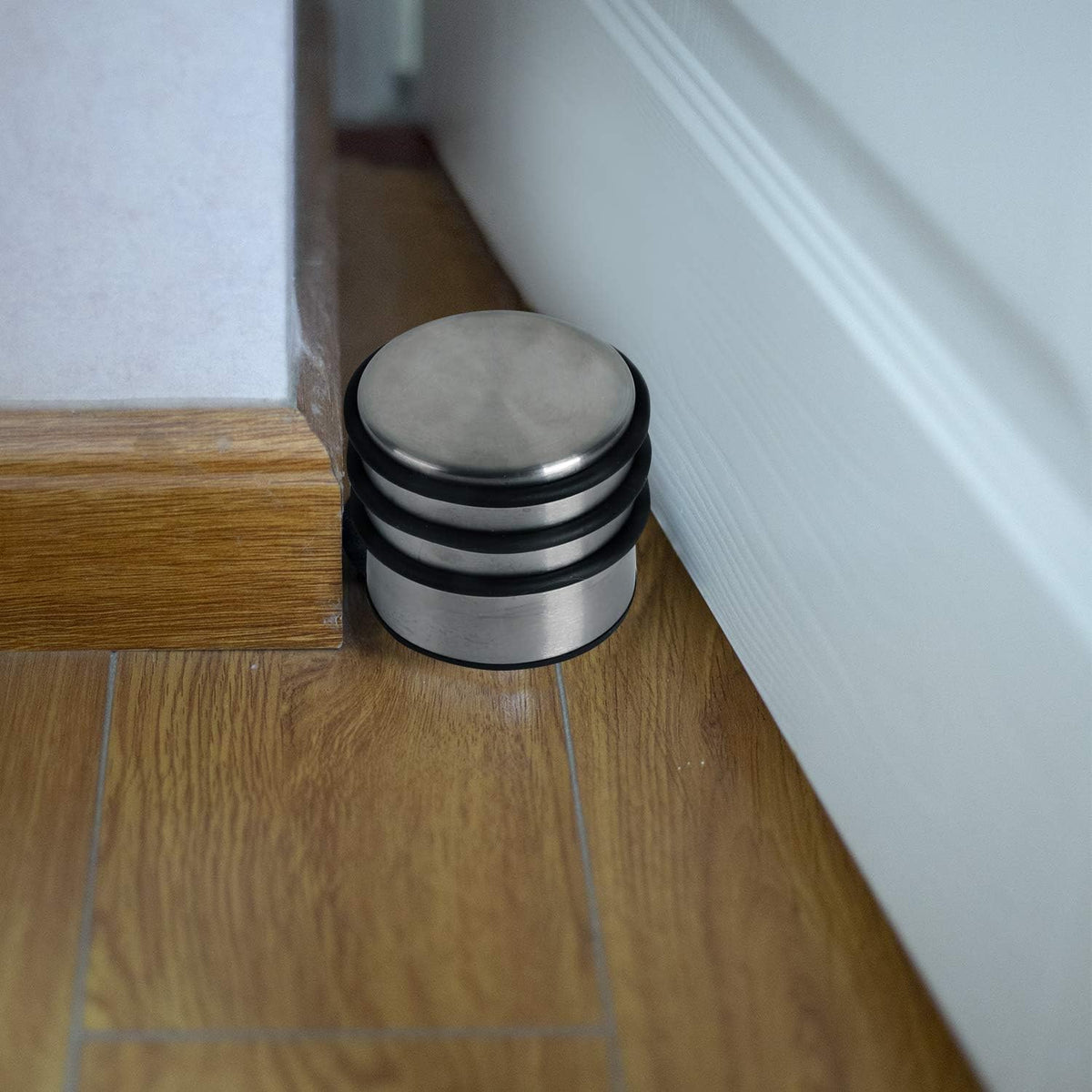 KINJOEK 2PCS Heavy Weight Door Stopper, No Drill Stainless Steel Door Stop with Protective Rubber