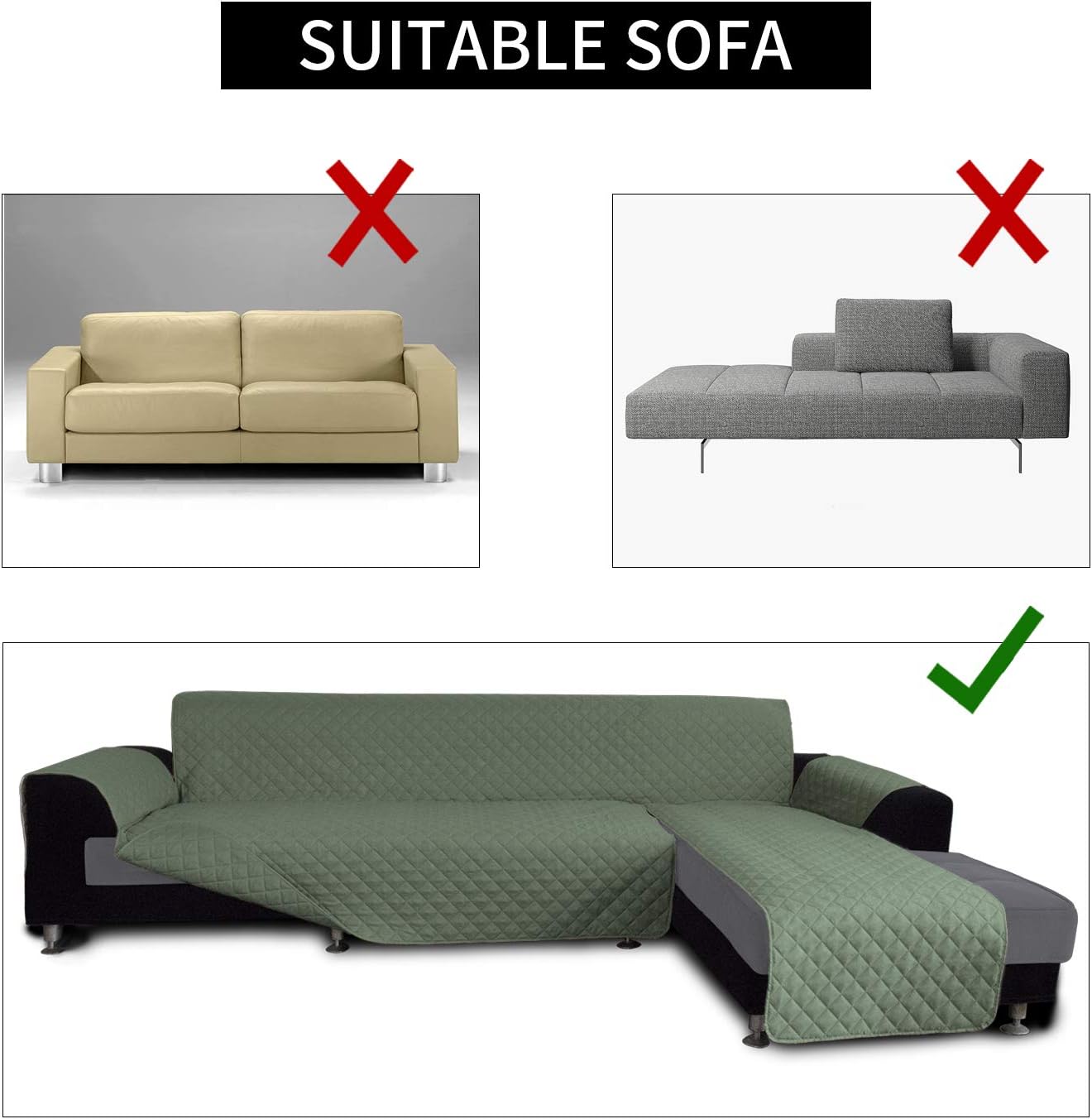 Easy-Going L Shape Sofa Slipcover - Reversible Chaise Cover - Furniture Protector for Pets, Kids