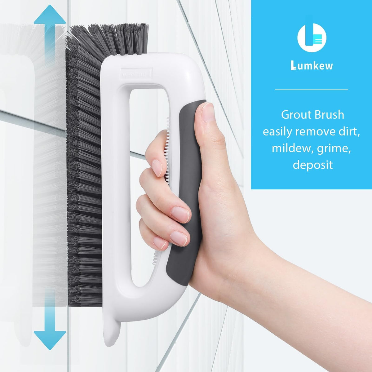 Lumkew Grout Cleaning Brush, V Shape Stiff Grout Cleaner Brush for Floors Tile Grout Scrubber