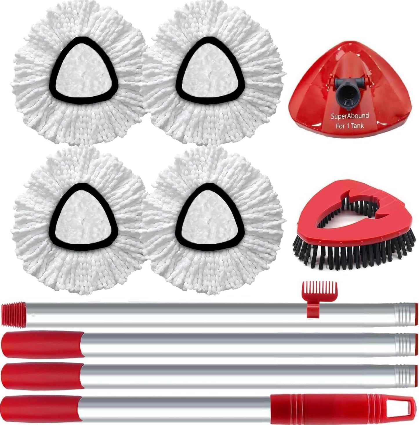 4 Pack Spin Mop Replacement Head Compatible with O Cedar EasyWring 1 Tank Microfiber, 30-58"