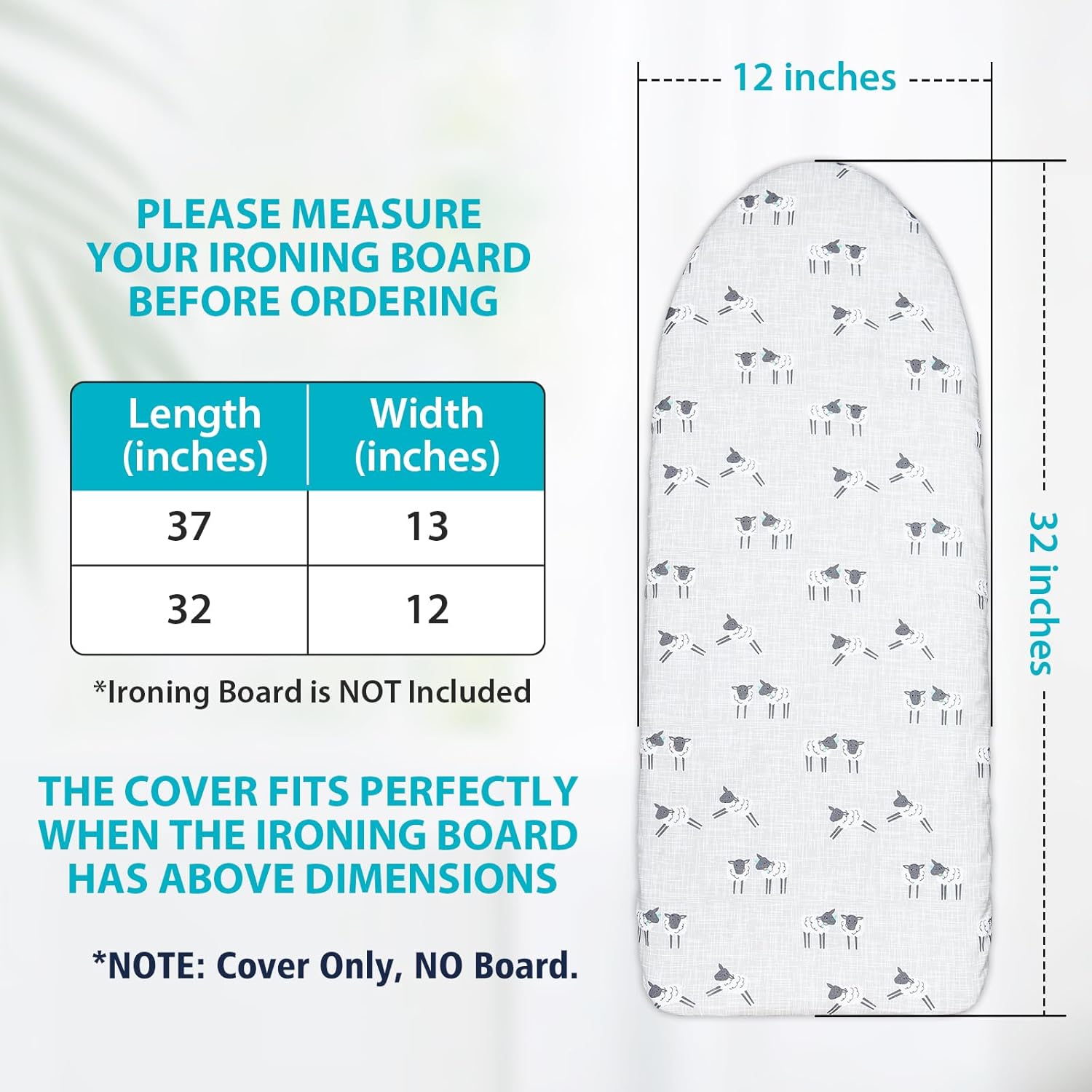 Table Top Ironing Board Cover 12 x 32 inch, 3 Layers Small Iron Board Cover, Heat Reflective Thick