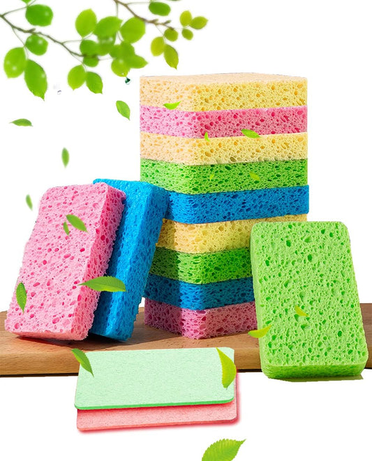 METUUTER 12-Count Kitchen Sponges- Compressed Cellulose Sponges Non-Scratch Natural Dish Sponge for