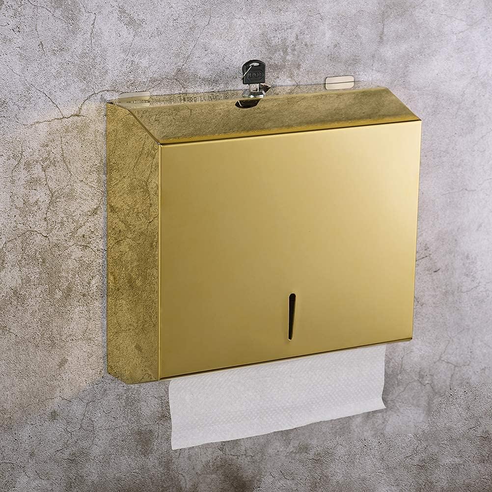 Wall Mounted Stainless Steel Paper Towel Dispenser with Lock, Polished Mirror Finish, Fits C-Fold