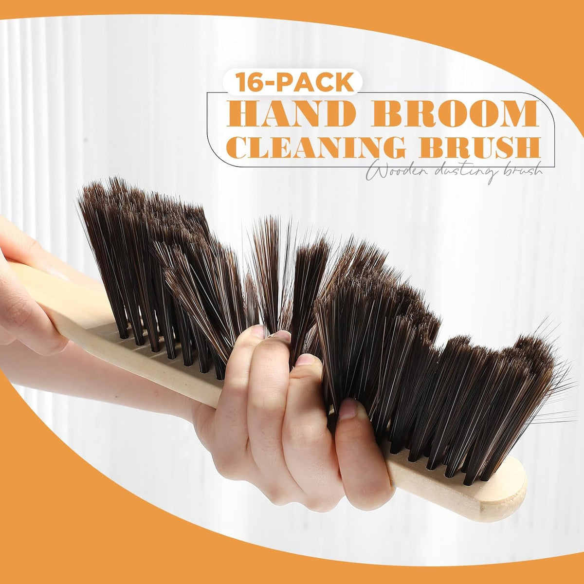 Tioncy 16 Pieces Wooden Dust Brush Bulk Hand Broom Bench Soft Bristle Cleaning Outdoor Furniture