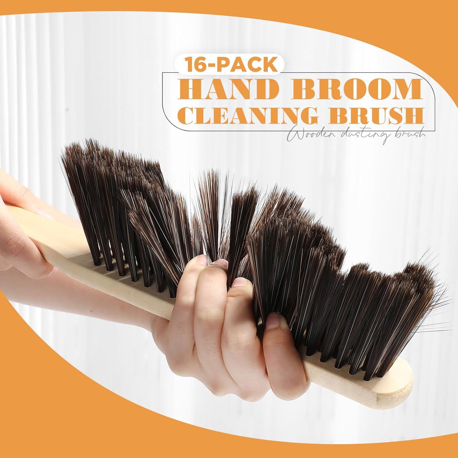 Tioncy 16 Pieces Wooden Dust Brush Bulk Hand Broom Bench Soft Bristle Cleaning Outdoor Furniture