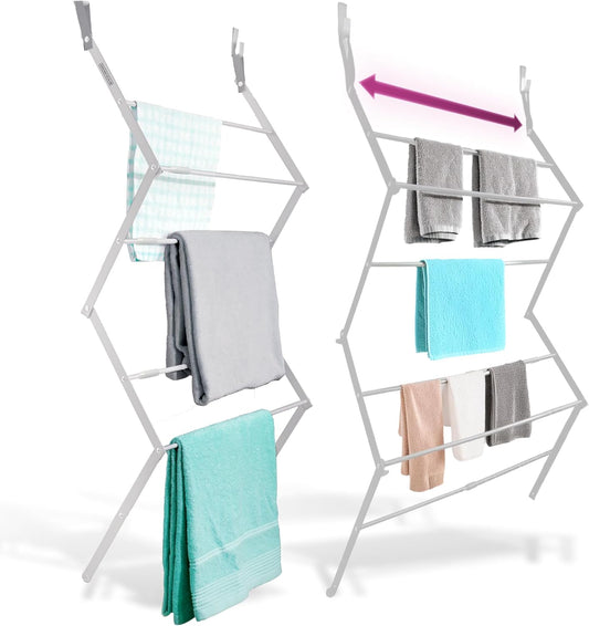 BLACK+DECKER Over The Door Expandable Telescopic Drying Rack, Clothes Organizer, Towel Hanger
