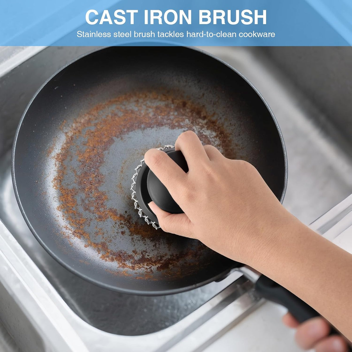 Cast Iron Scrubber Cleaner, Chainmail Scrubber for Cast Iron Pan Skillet, Dish Scouring Pad
