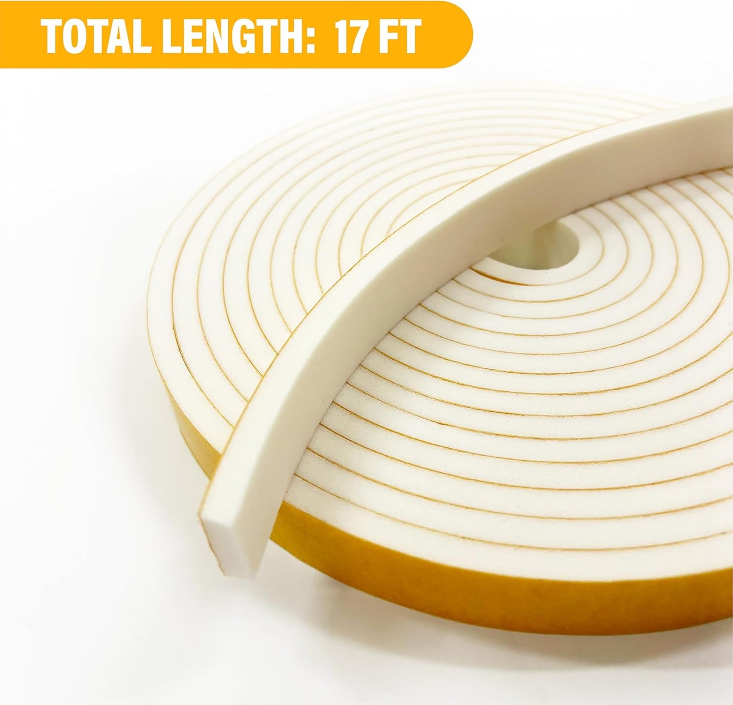 Weather Stripping Foam Tape, 17 Ft Door Seal Strip, EVA Material, High Density 1/4" Thick, No