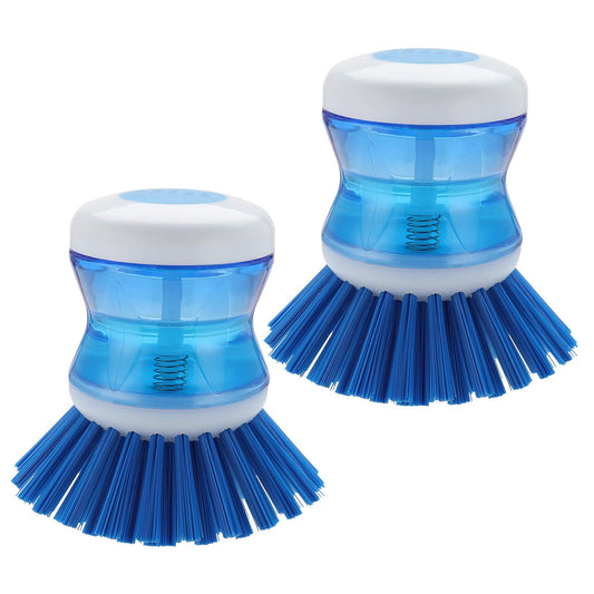 Dish Brush with Soap Dispenser, Stiff Bristles Dish Scrubber for Pots, Pans & Sink Cleaning, 2 Pack