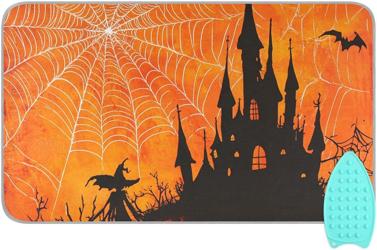 Orange Halloween Bat Castle 01 Ironing Mat for Table top Portable Ironing Pad Blanket for Washer