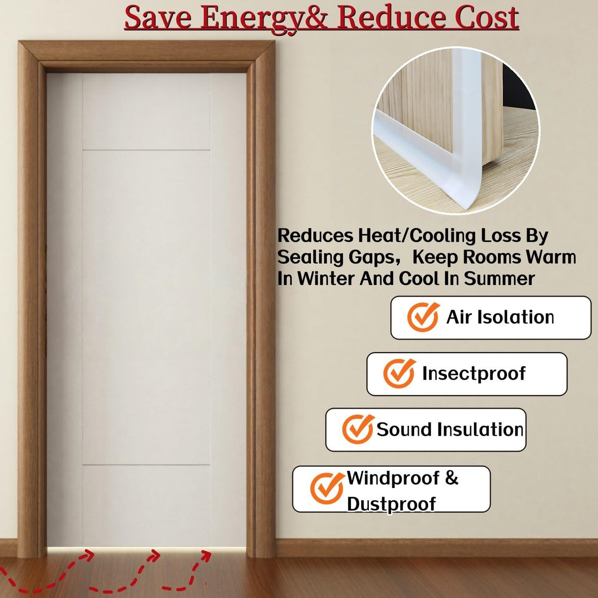 T Shape Door Seal Strip for Door & Windows Gaps，Draft Stopper Bottom Sweep Weather Stripping for